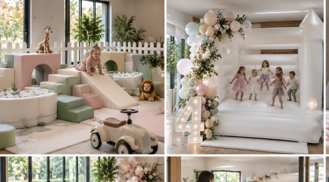 Pastel soft play party setup